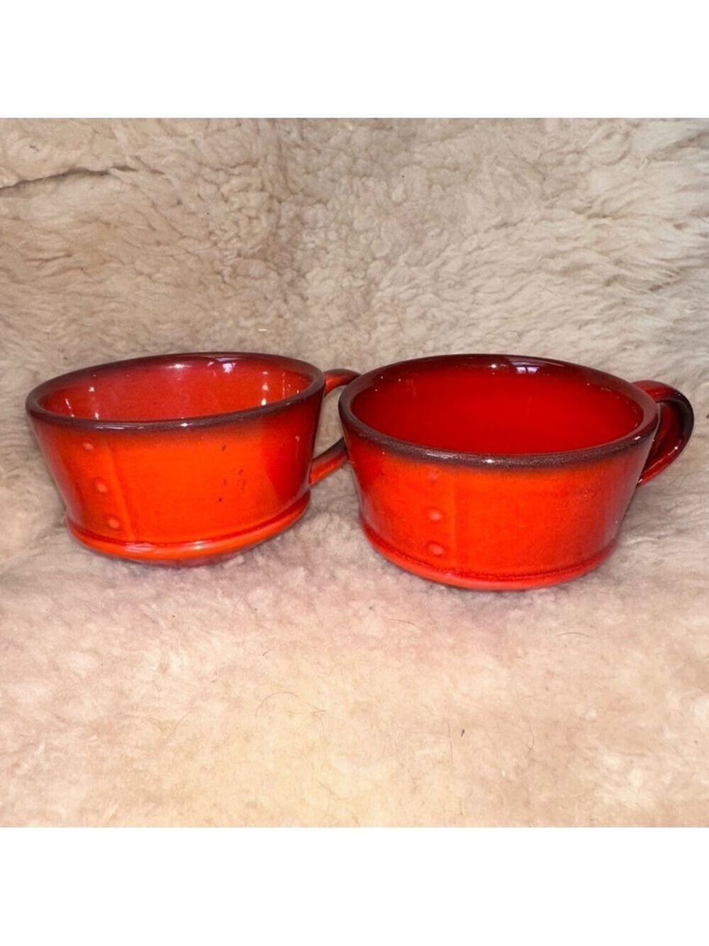Vintage Metlox Poppytrail Red Rooster Coffee Tea Cups Set Of 2